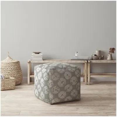 Homezia 17" Grey Canvas Floral Pouf Ottoman