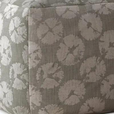 Homezia 17" Grey Canvas Floral Pouf Ottoman