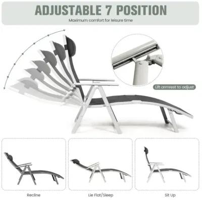 Hivvago Adjustable Outdoor Lightweight Folding Chaise Lounge Chair with Pillow