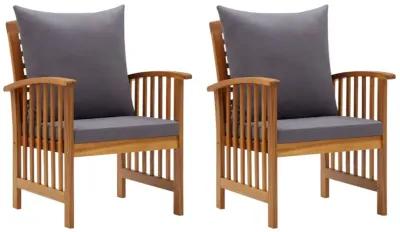 vidaXL Garden Chairs with Cushions 2 pcs Solid Acacia Wood