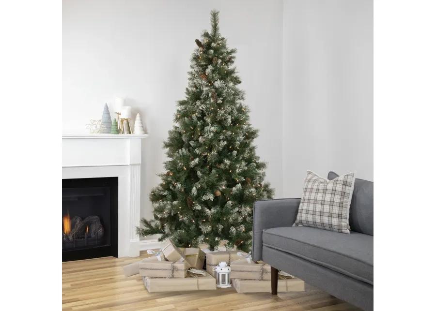 6.5' Pre-lit Snow Valley Pine Artificial Christmas Tree  Clear Lights