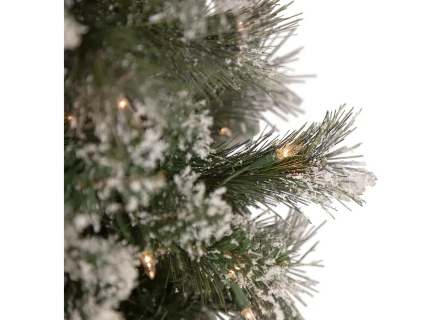 6.5' Pre-lit Snow Valley Pine Artificial Christmas Tree  Clear Lights