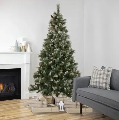 6.5' Pre-lit Snow Valley Pine Artificial Christmas Tree  Clear Lights