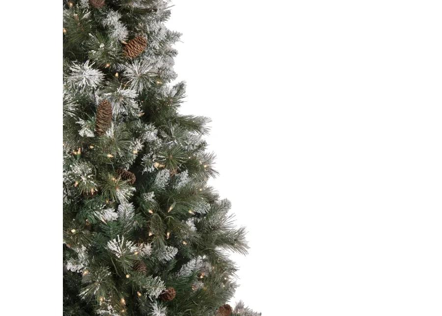 6.5' Pre-lit Snow Valley Pine Artificial Christmas Tree  Clear Lights