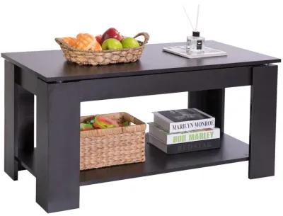 Modern Wood Coffee Table with Lift Tabletop, Black