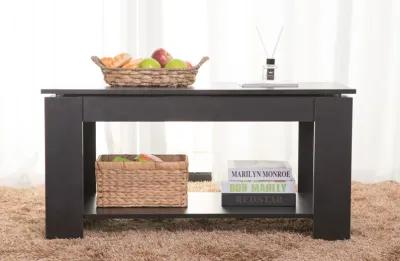 Modern Wood Coffee Table with Lift Tabletop, Black