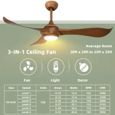 Hivvago 52 Inch Ceiling Fan with Light Reversible DC Motor