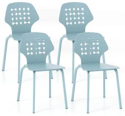 Hivvago Set of 4 Metal Dining Chair with Hollowed Backrest and Metal Legs