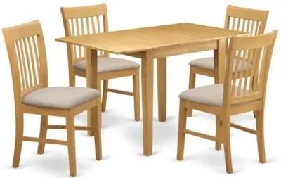 East West Furniture Dining Room Set Oak, NDNO5-OAK-C