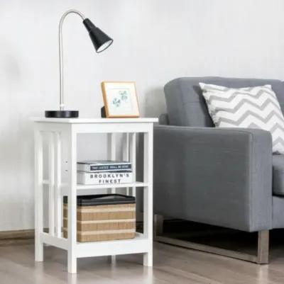 3-Tier Nightstand Side Table with Baffles and Corners