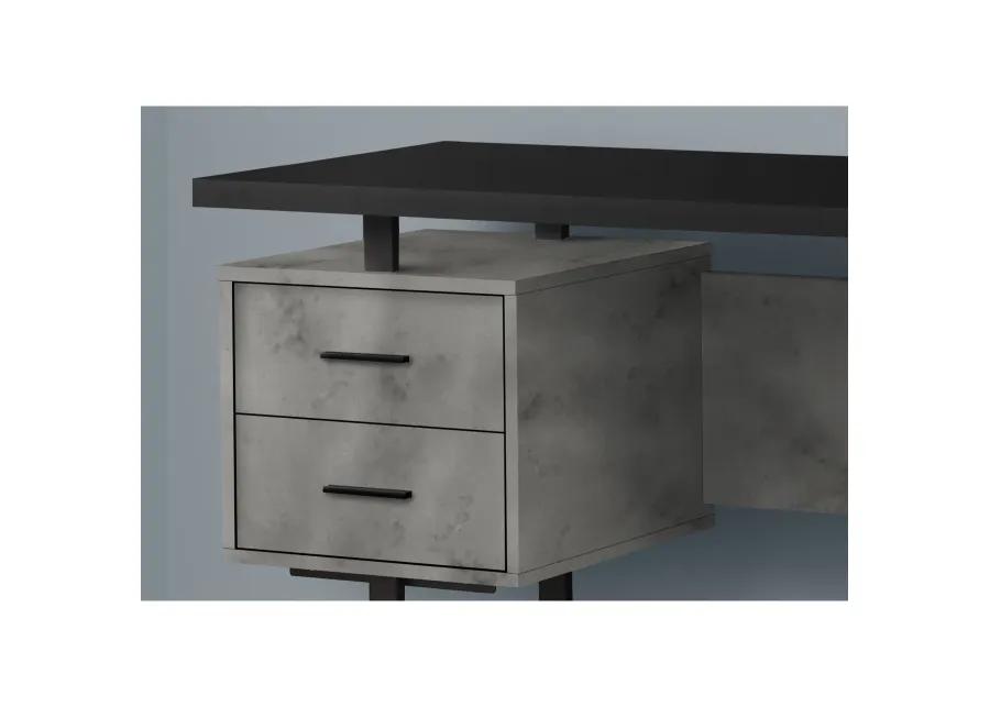 Monarch Specialties Computer Desk, Home Office, Laptop, Left, Right Set-Up, Storage Drawers, 60"L, Work, Metal, Laminate, Grey, Black, Contemporary, Modern