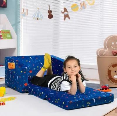 Hivvago 2-in-1 Convertible Kids Sofa with Velvet Fabric