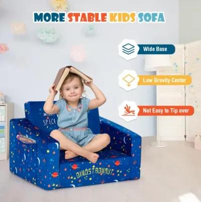 Hivvago 2-in-1 Convertible Kids Sofa with Velvet Fabric