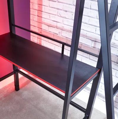 X Rocker Fortress Gaming Bunk with Desk and Shelving Built-in, Black/Red, Twin