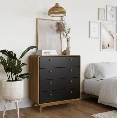 Leva Scandinavian 4 Drawer Curved Dresser