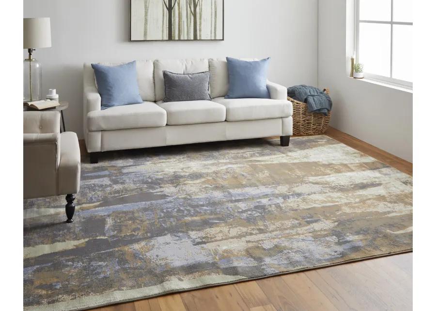 Clio 39K6F Brown/Blue/Ivory 9' x 12' Rug