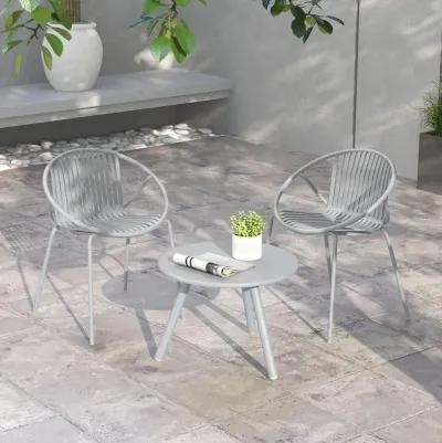 All-Weather PP Patio Conversation Set with Round Coffee Table and 2 Chairs for Outdoor Relaxation