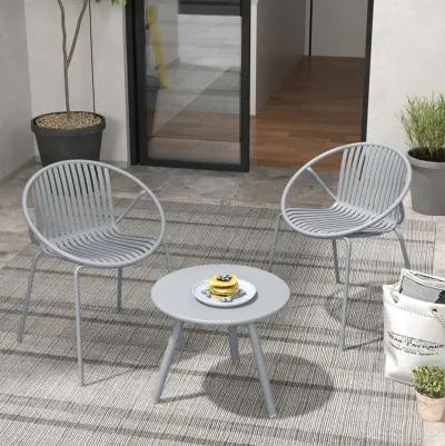 All-Weather PP Patio Conversation Set with Round Coffee Table and 2 Chairs for Outdoor Relaxation