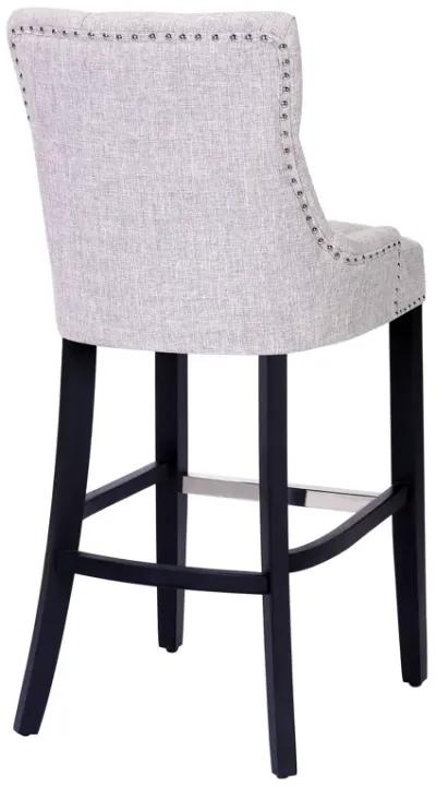 WestinTrends 29" Linen Fabric Tufted Upholstered Bar Stool, Black