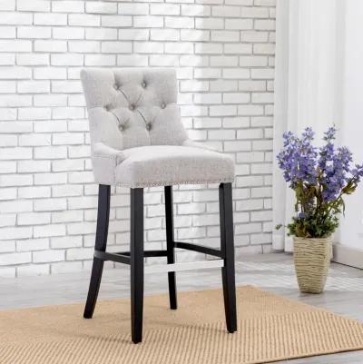 WestinTrends 29" Linen Fabric Tufted Upholstered Bar Stool, Black