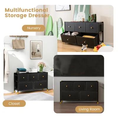 Floor Dresser Storage Organizer with 5/6/8 Drawers with Fabric Bins and Metal Frame