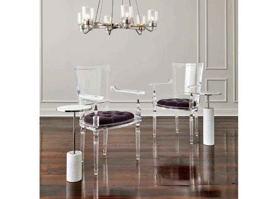 Short Cored Marble Table- Silver