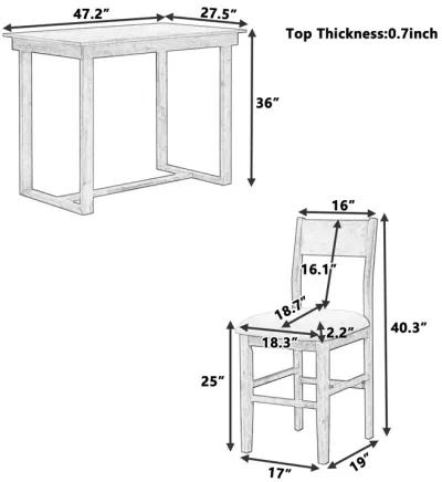 Merax Farmhouse Counter Height 5-Piece Dining Table Set