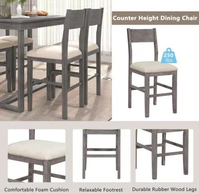 Merax Farmhouse Counter Height 5-Piece Dining Table Set