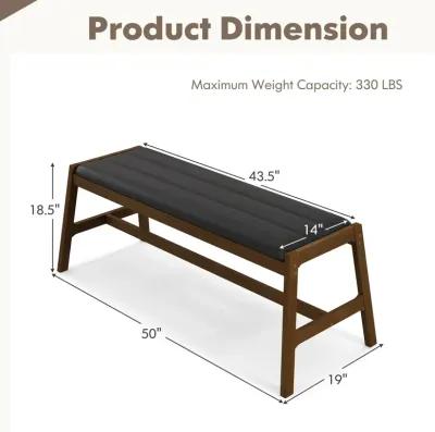 50 Inch Long Solid Wood Dining Bench Upholstered Table Bench with Faux Leather Padded Seat