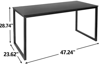 Hivvago Black Metal Frame Wood Top Modern Home Office Laptop Computer Desk Writing Table