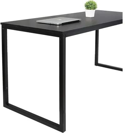 Hivvago Black Metal Frame Wood Top Modern Home Office Laptop Computer Desk Writing Table