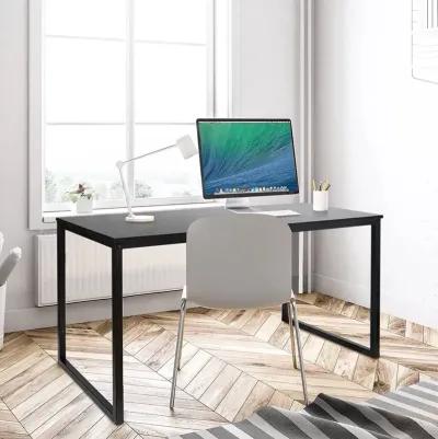 Hivvago Black Metal Frame Wood Top Modern Home Office Laptop Computer Desk Writing Table