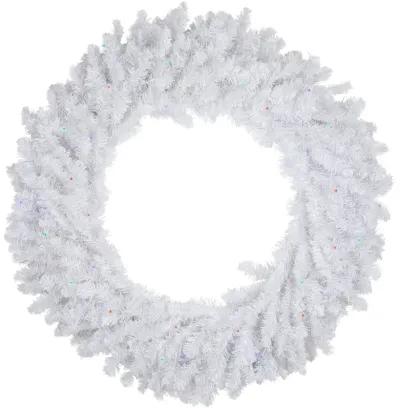 Pre-Lit White Pine LED Artificial Christmas Wreath - 36-Inch  Multicolor Lights