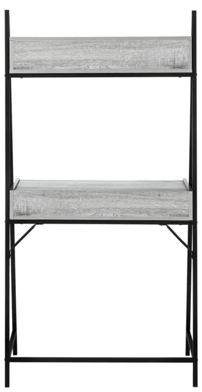 Monarch Specialties I 7331 Computer Desk, Home Office, Laptop, Leaning, Storage Drawers, 32"L, Work, Metal, Laminate, Grey, Black, Contemporary, Modern