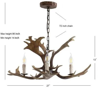 Speller Adjustable Resin Antler 3-Light LED Chandelier