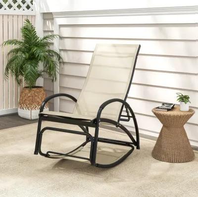 2-in-1 Outdoor Rocking Chair with 4-Position Adjustable Backrest for Patio Porch Poolside