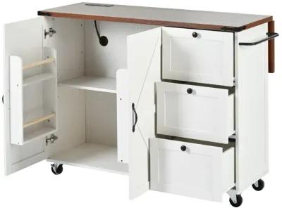 Merax Farmhouse Kitchen Island with Wheels