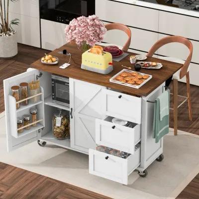 Merax Farmhouse Kitchen Island with Wheels