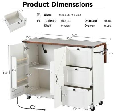 Merax Farmhouse Kitchen Island with Wheels