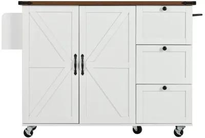 Merax Farmhouse Kitchen Island with Wheels