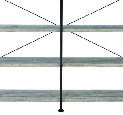 63 Inch Industrial 4 Tier Bookshelf, Particleboard, Metal Frame, Gray, Black