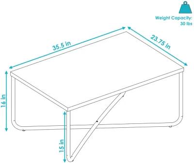Sunnydaze Industrial-Style MDP Cross Legs Coffee Table - Brown