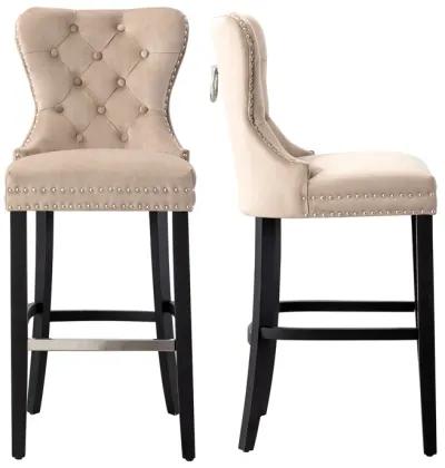 WestinTrends Tufted Velvet Bar Stool (Set of 2)