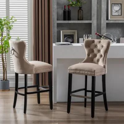 WestinTrends Tufted Velvet Bar Stool (Set of 2)