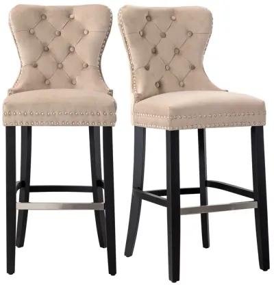 WestinTrends Tufted Velvet Bar Stool (Set of 2)