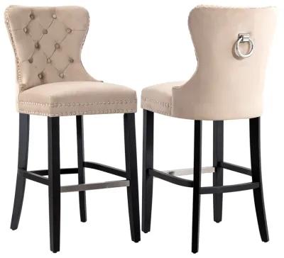 WestinTrends Tufted Velvet Bar Stool (Set of 2)