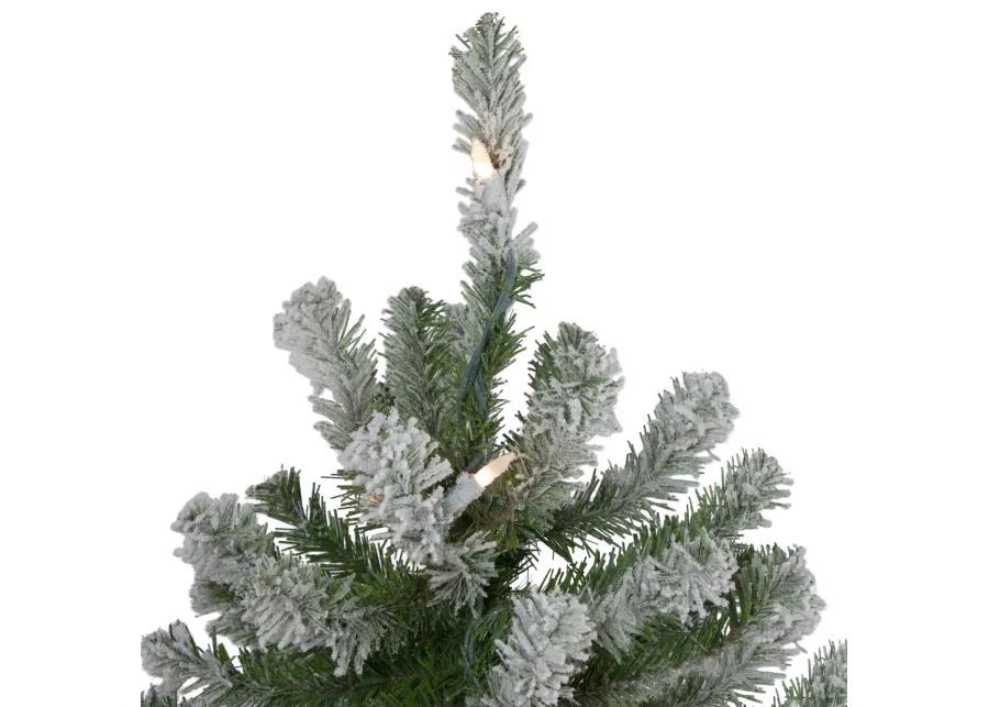 Set of 3 Pre-Lit Slim Flocked Alpine Artificial Christmas Trees 5' - Clear Lights