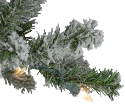 Set of 3 Pre-Lit Slim Flocked Alpine Artificial Christmas Trees 5' - Clear Lights