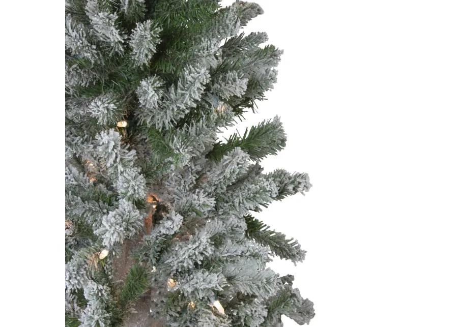 Set of 3 Pre-Lit Slim Flocked Alpine Artificial Christmas Trees 5' - Clear Lights