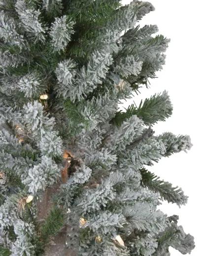 Set of 3 Pre-Lit Slim Flocked Alpine Artificial Christmas Trees 5' - Clear Lights